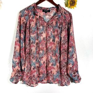 RD & KoKo Paisley Metallic Tinsel Blouse Size Large Women’s